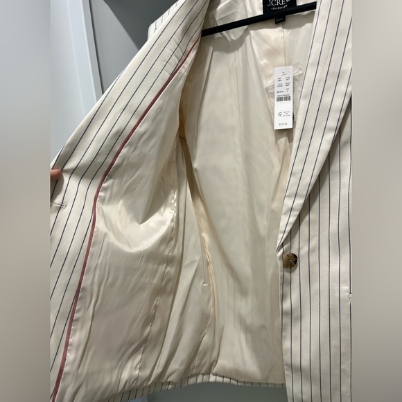 J. CREW Collection classic blazer ivory pinstripe Italian wool Sz 2 NWT $375 - Picture 10 of 16